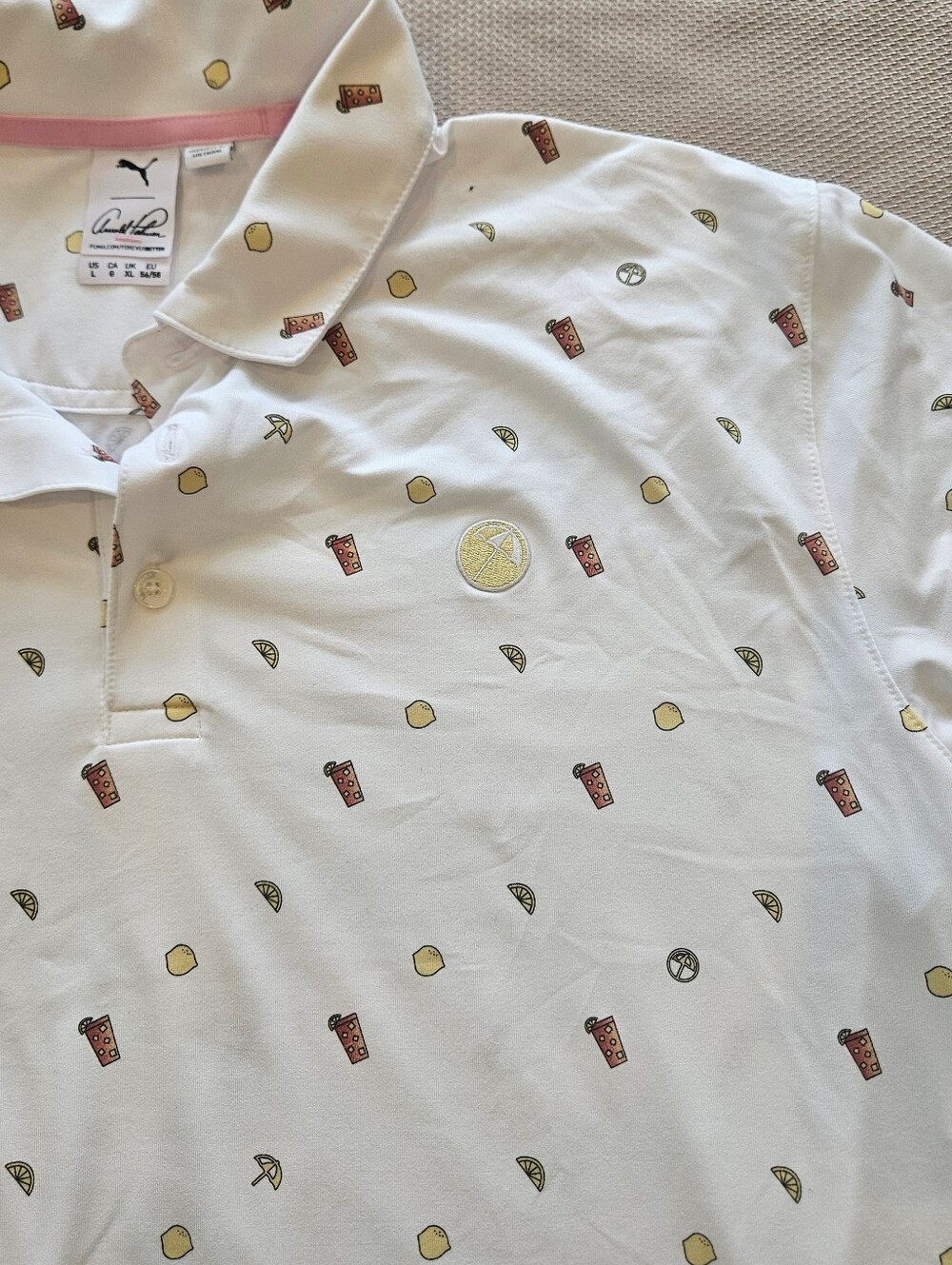 Puma Arnold Palmer Men's Cloudspun Lemons Polo Shirt Iced Tea Cocktail Sz Large